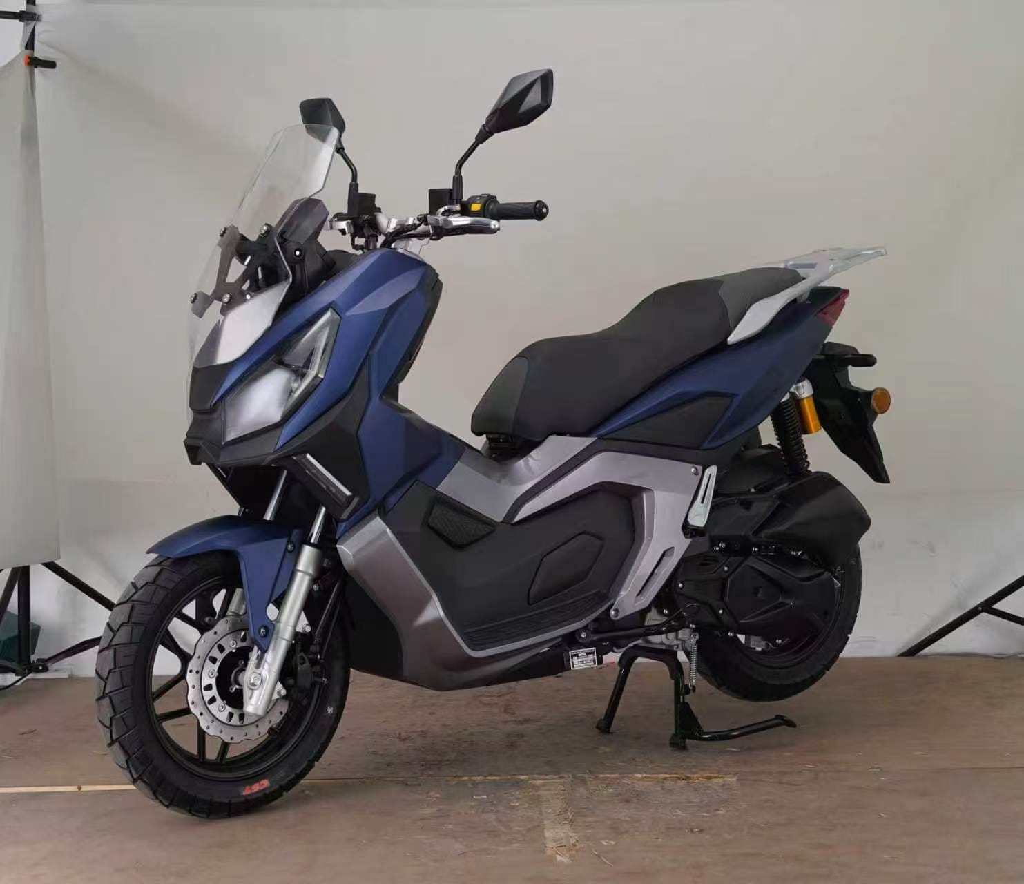 DY Alfa ADV-B blue scooter side view